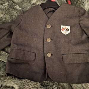 Classic Gray Kids Blazer with Crest